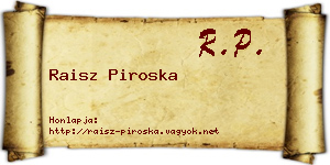 Raisz Piroska névjegykártya